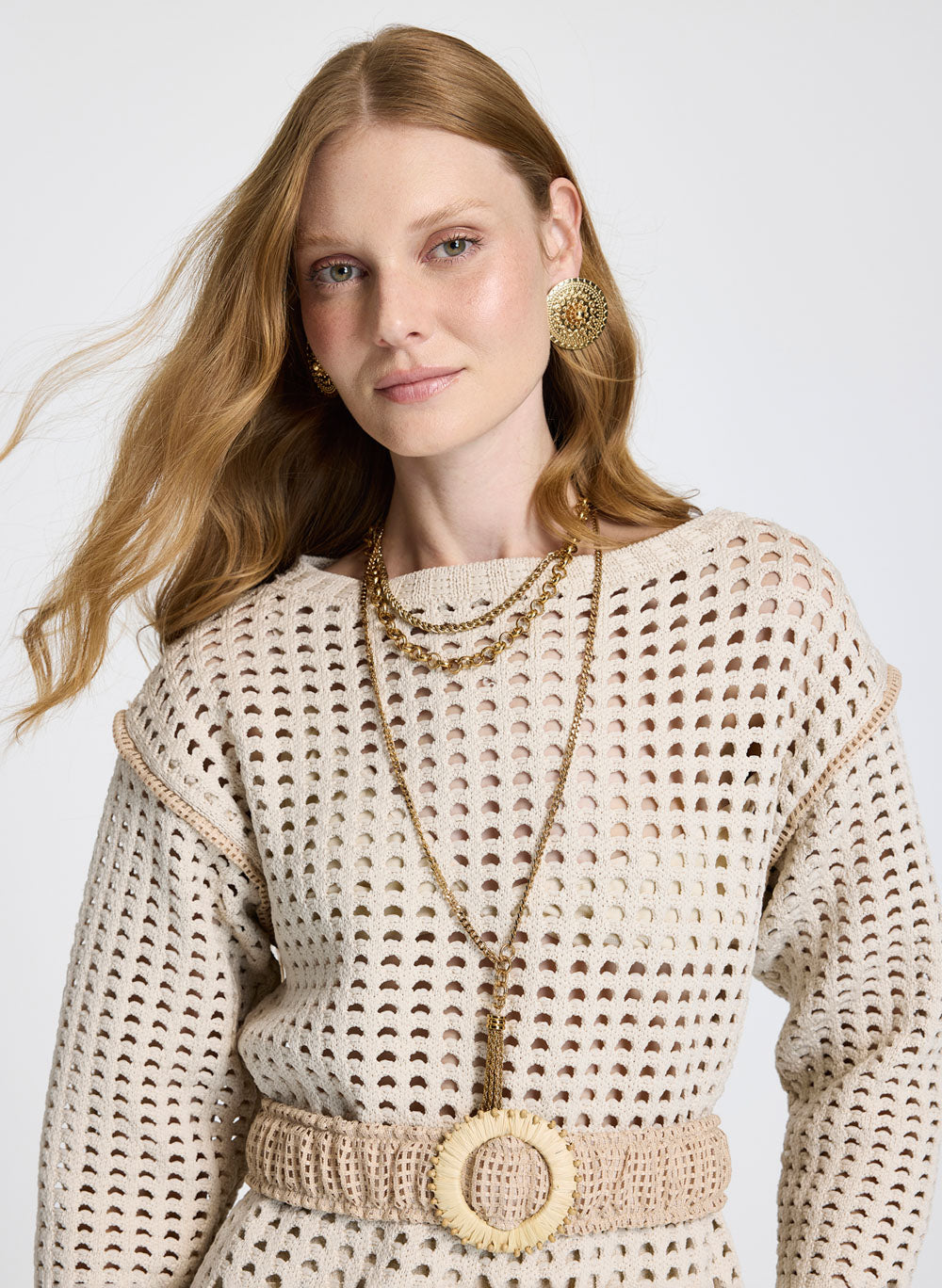 Sweater calado con cinto Lane Le Lis Blanc