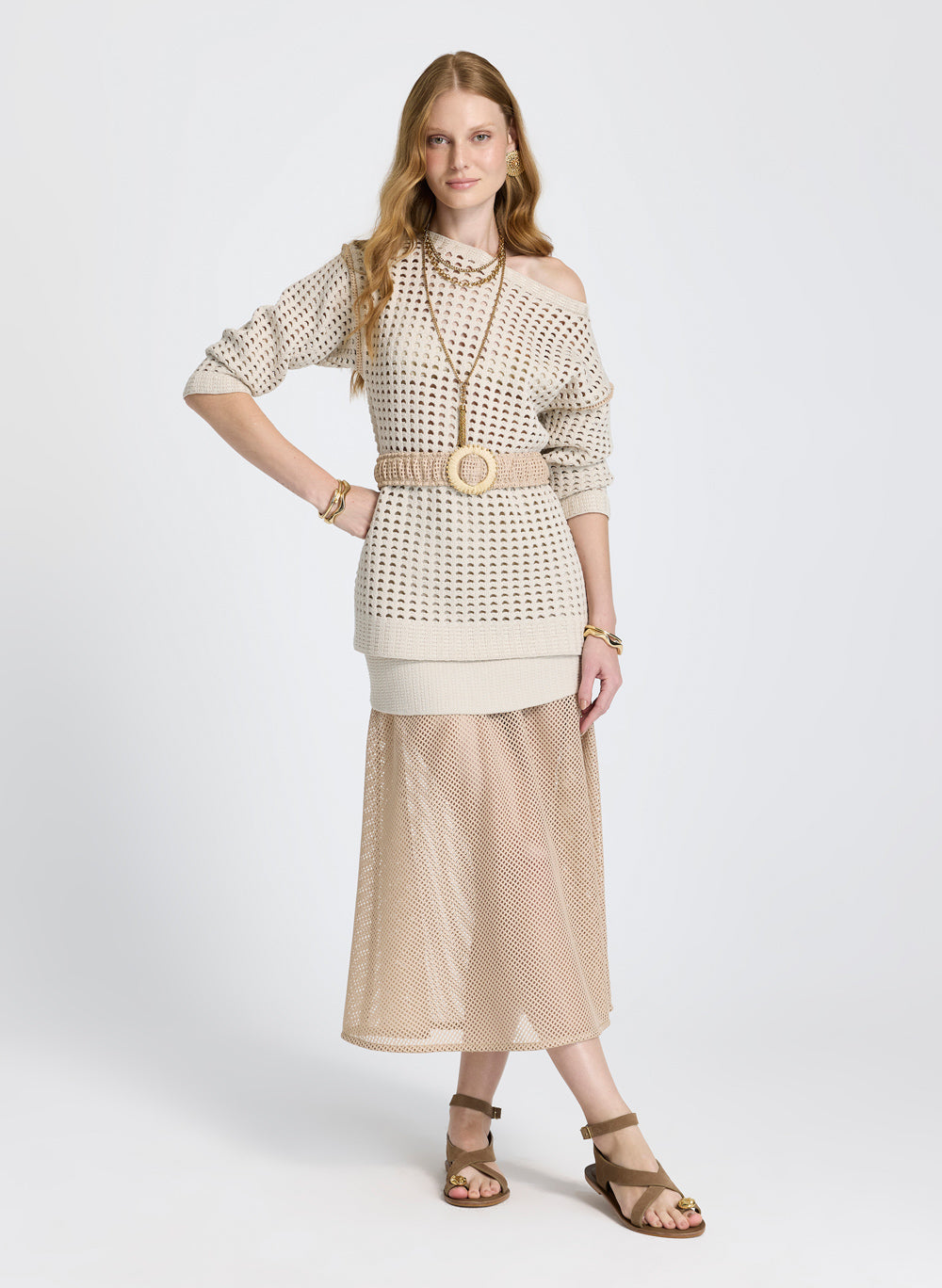 Sweater calado con cinto Lane Le Lis Blanc