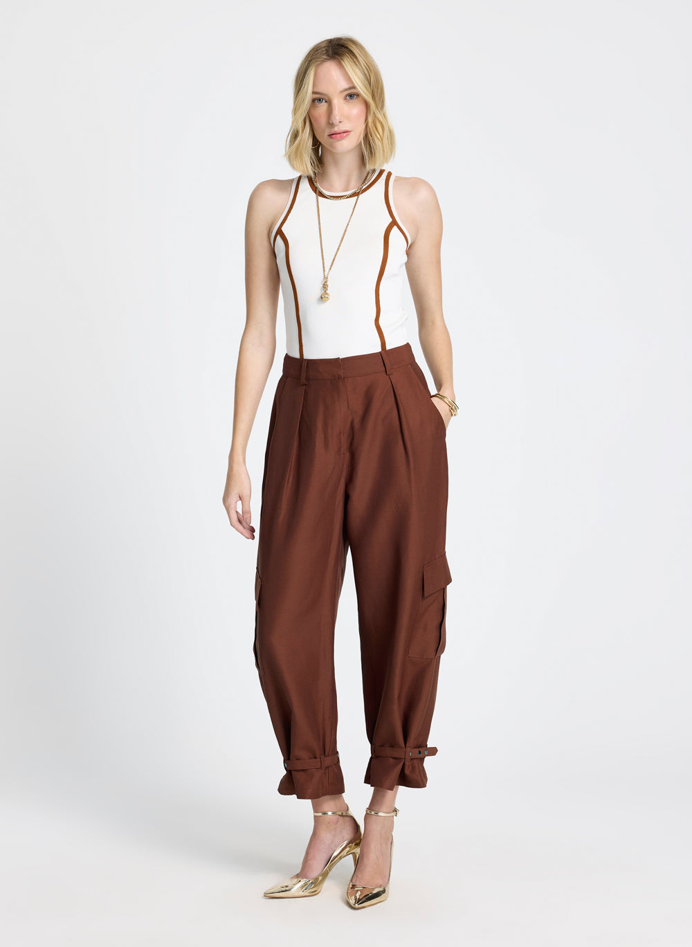 Musculosa de punto Bila con vivo terracota Le Lis Blanc
