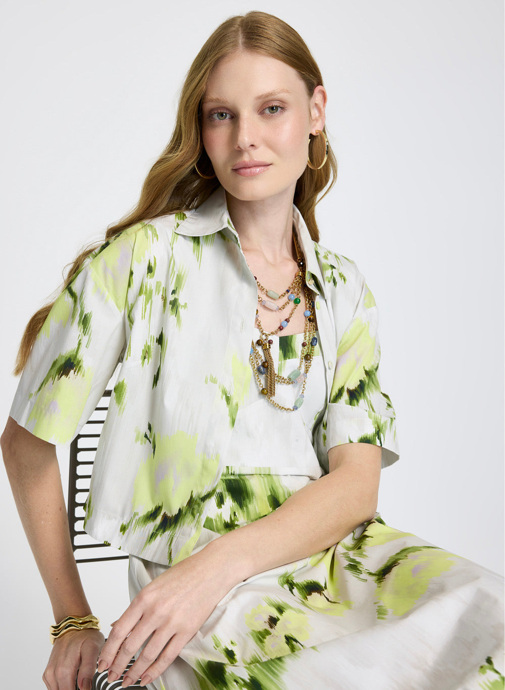 Camisa corta Marina estampada Le Lis Blanc