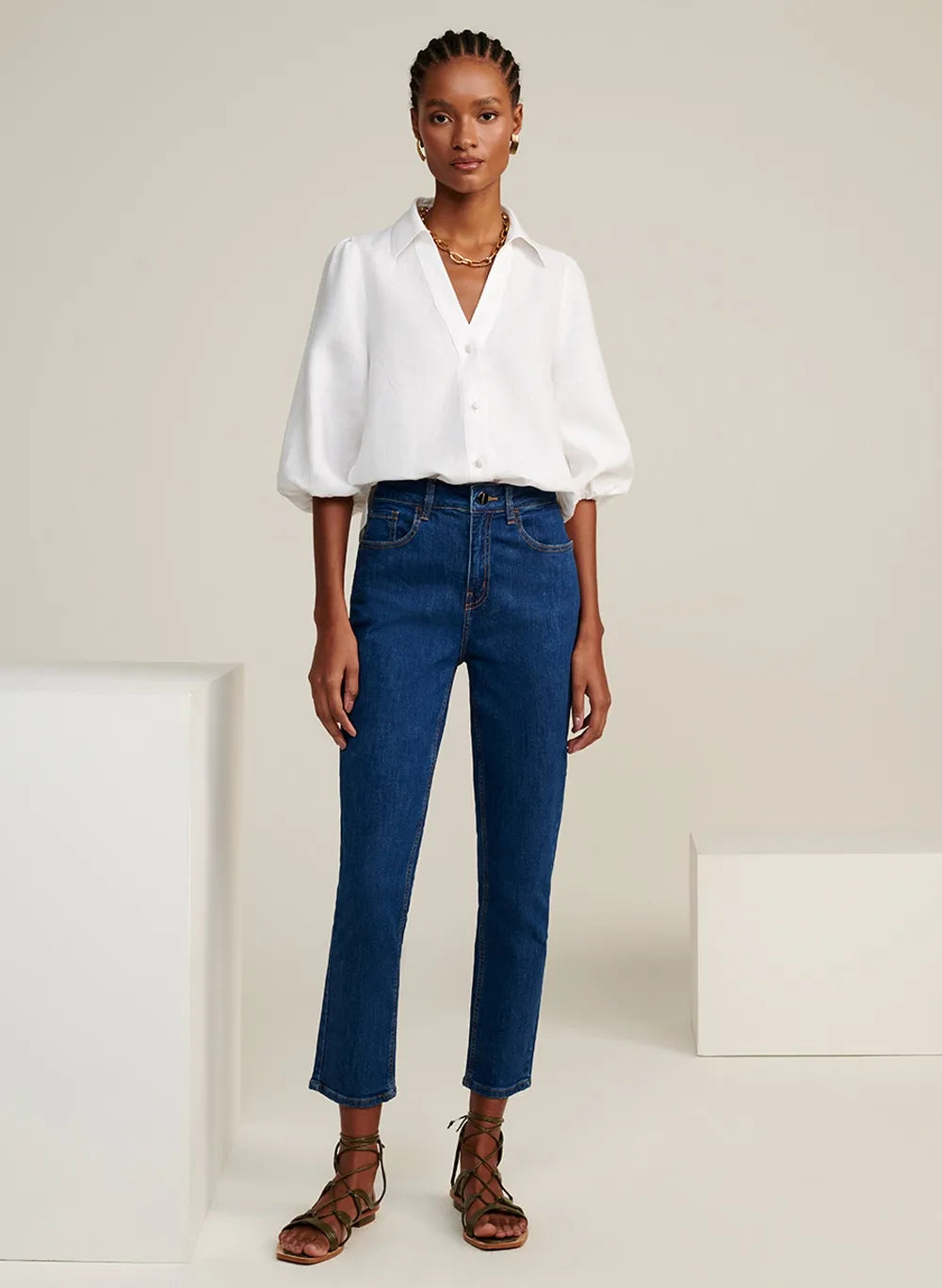 Camisa lino Beck manga 3/4 blanca Le Lis Blanc