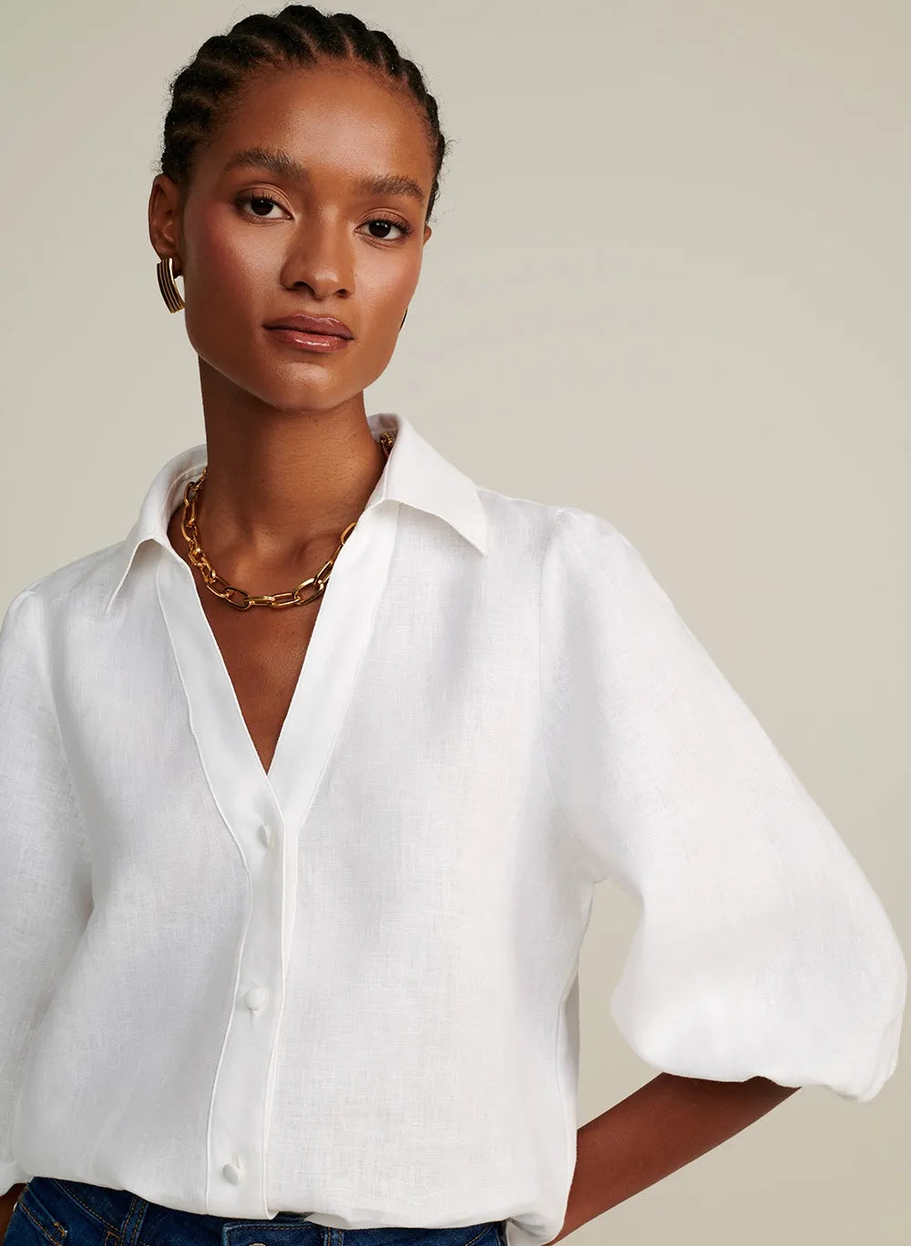 Camisa lino Beck manga 3/4 blanca Le Lis Blanc