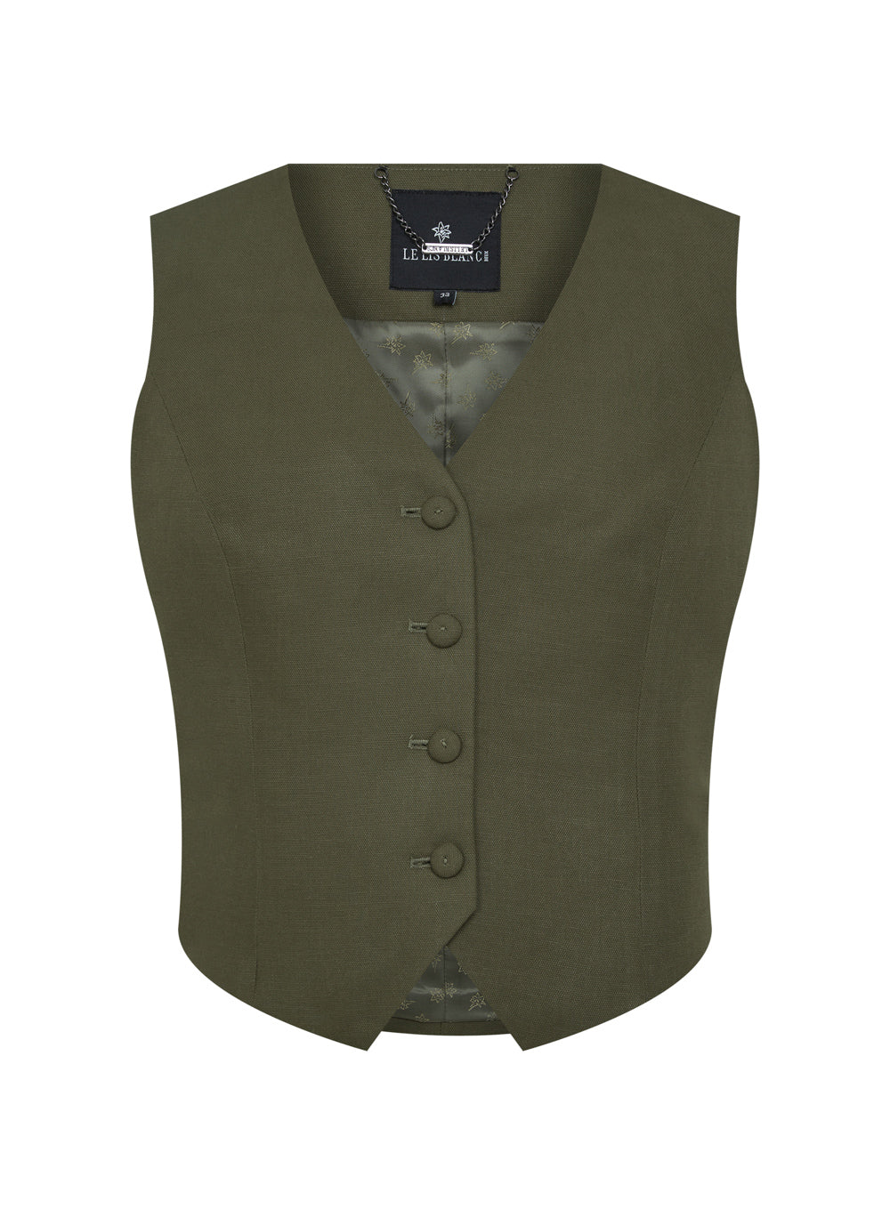 Chaleco verde oliva Julia lino Le Lis Blanc