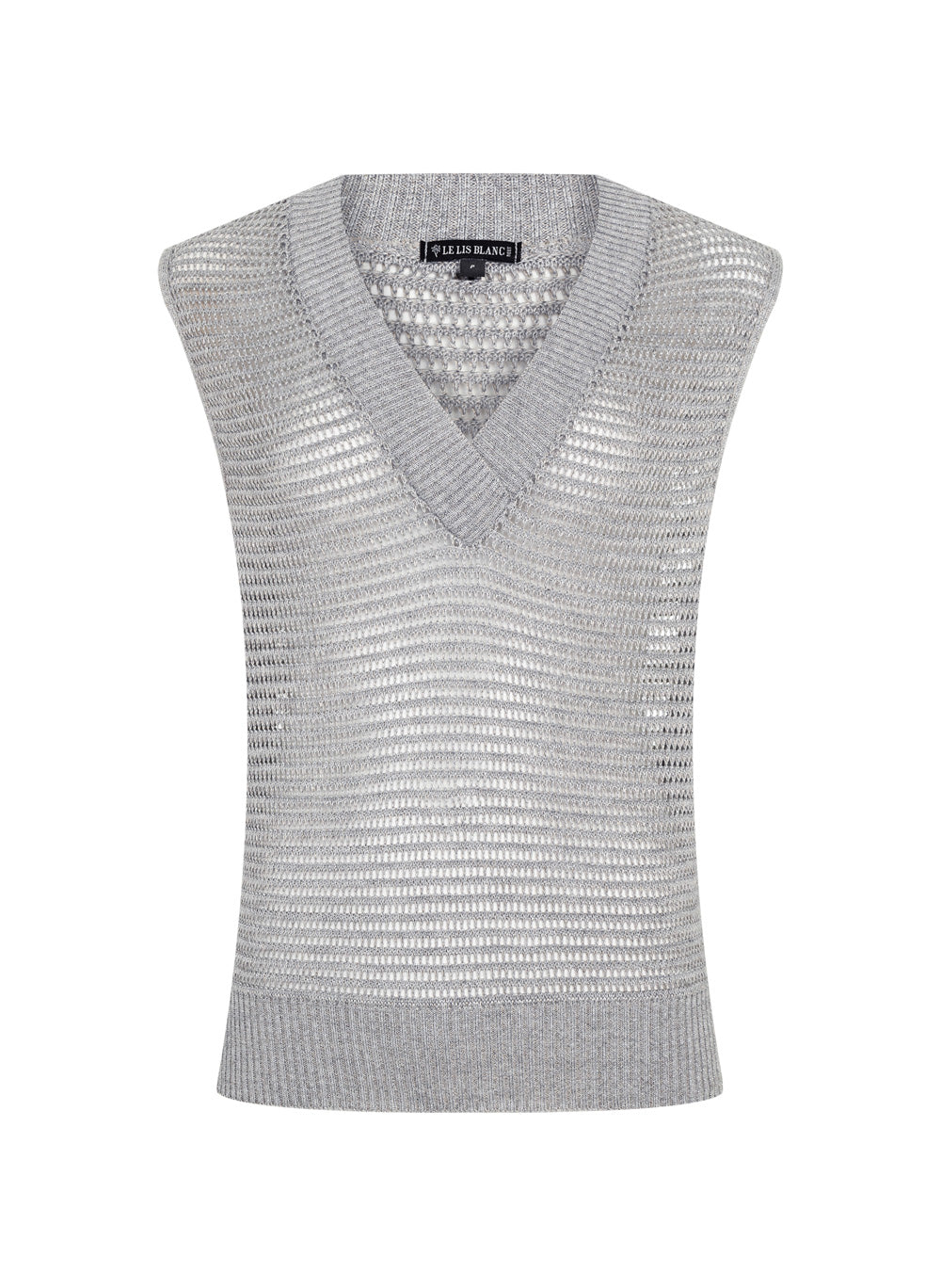 Chaleco tejido lurex gris escote v Bin Le Lis Blanc
