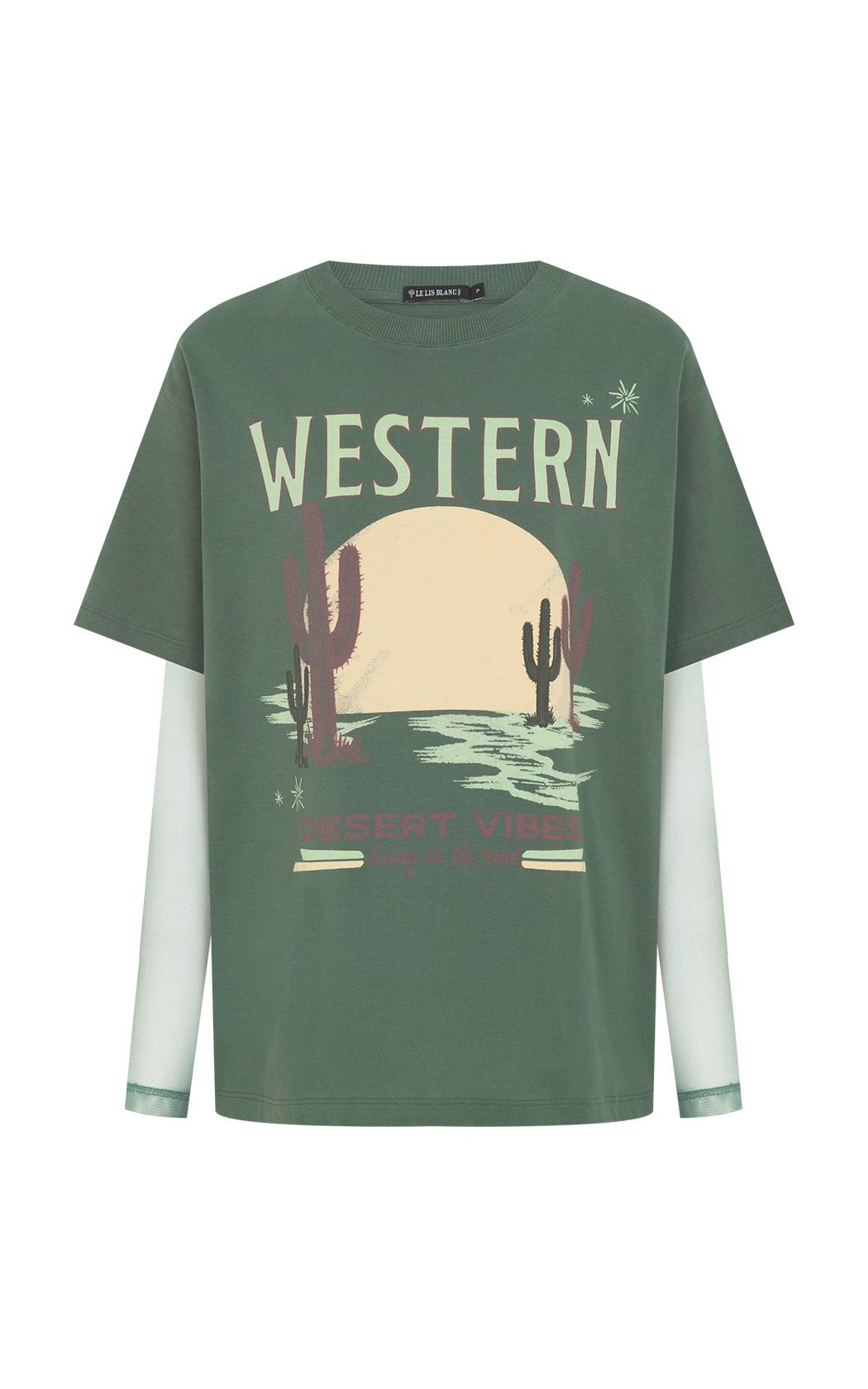 Remera manga de tul verde Desert Vibes Le Lis Blanc