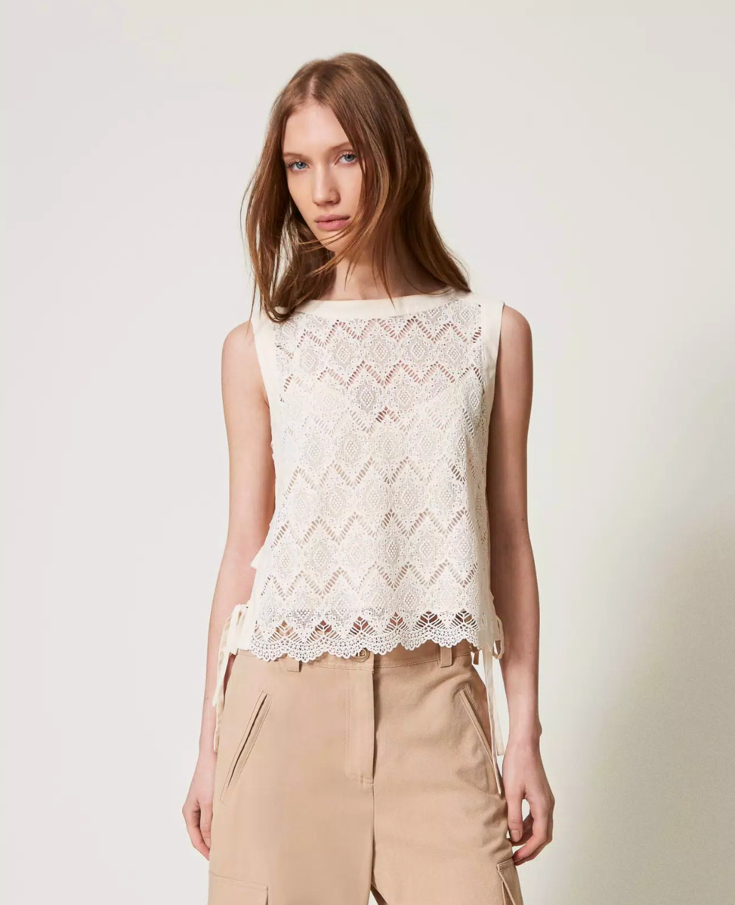 Top de encaje de macramé Lasi Twinset