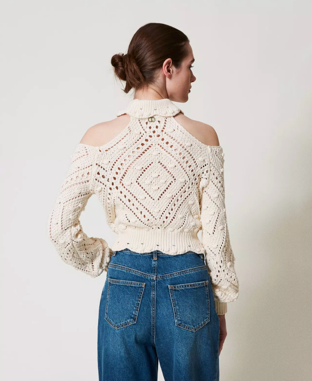 Sweater de cuello alto y hombros descubiertos San Twinset
