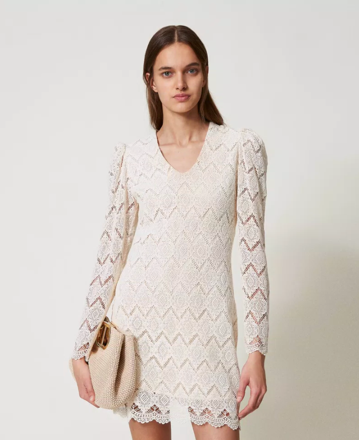 Vestido Mara corto de encaje macramé Twinset