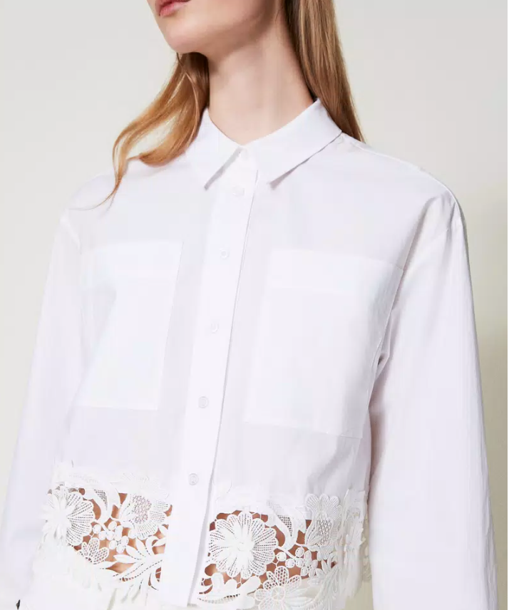 Camisa de popelina con encaje Sara Twinset