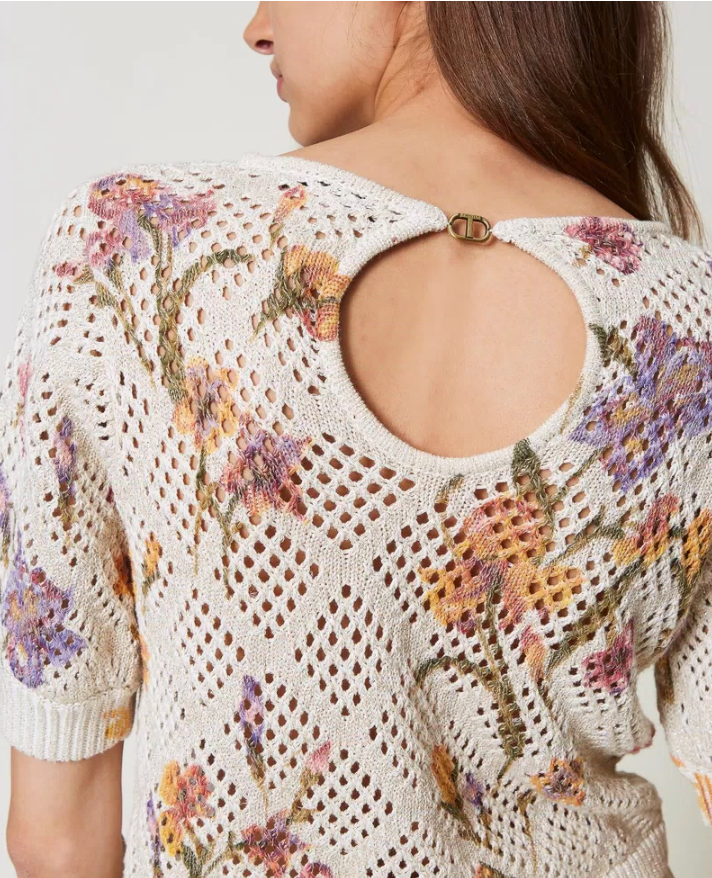 Top Iris calado con estampa floral Twinset