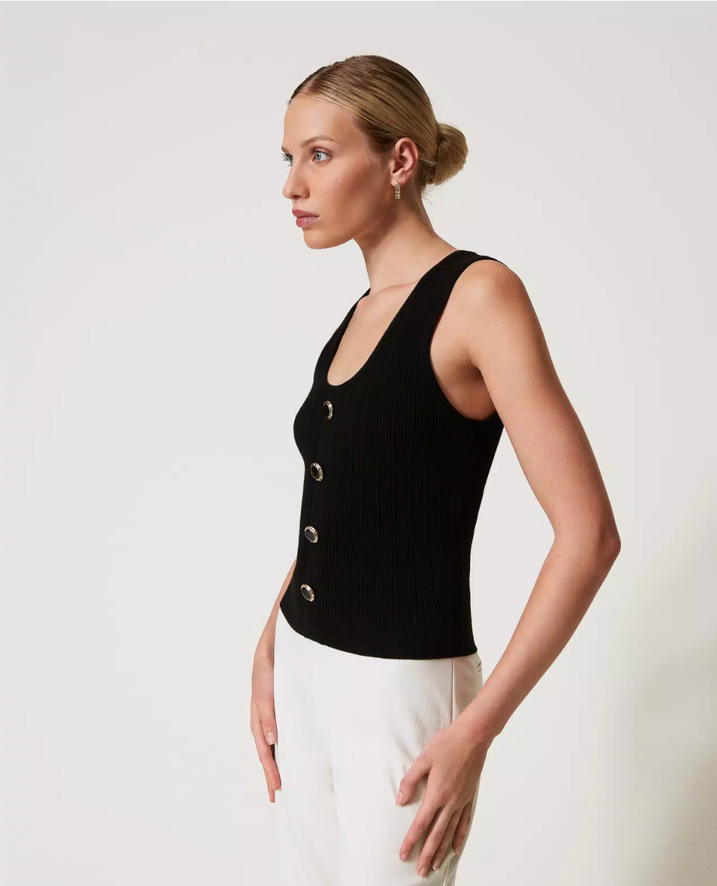 Top de punto con botones decorativo Ram Twinset