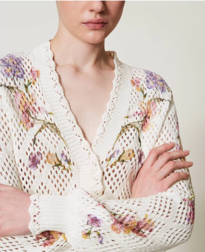 Cárdigan de punto calado Iris con estampa floral Twinset