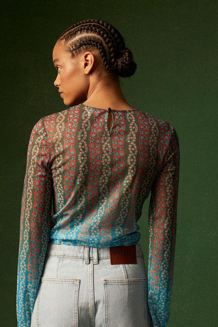 Top estampado manga larga Tresse