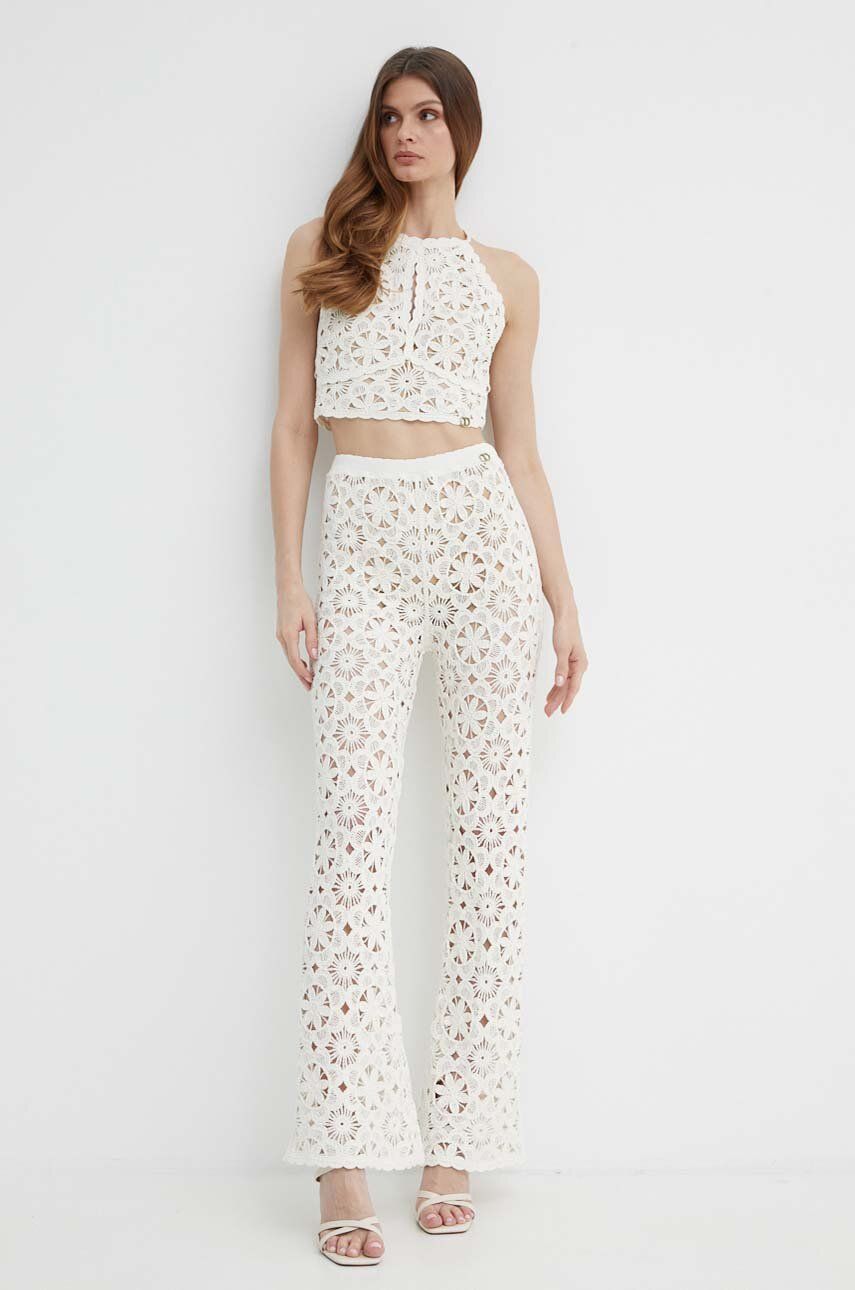 Pantalón tejido crochet Twinset blanco