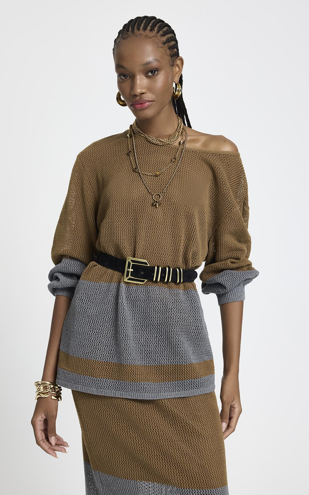 Sweater fino calado Amanda Le Lis Blanc