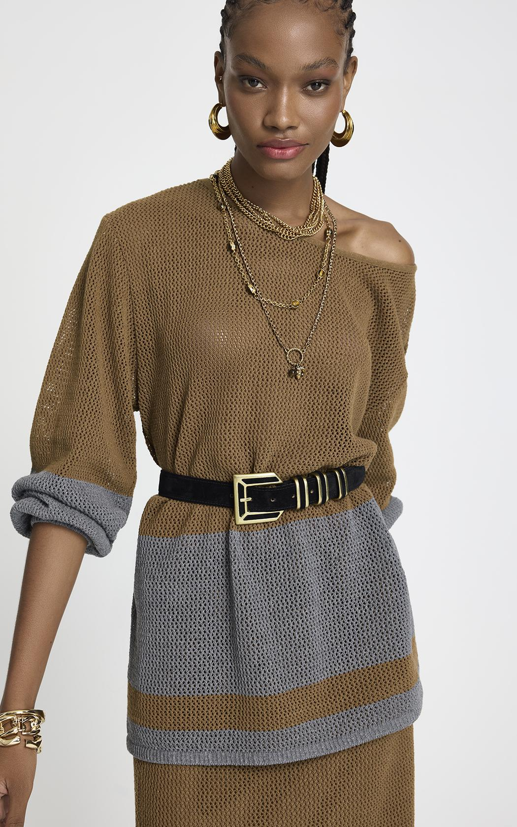 Sweater fino calado Amanda Le Lis Blanc