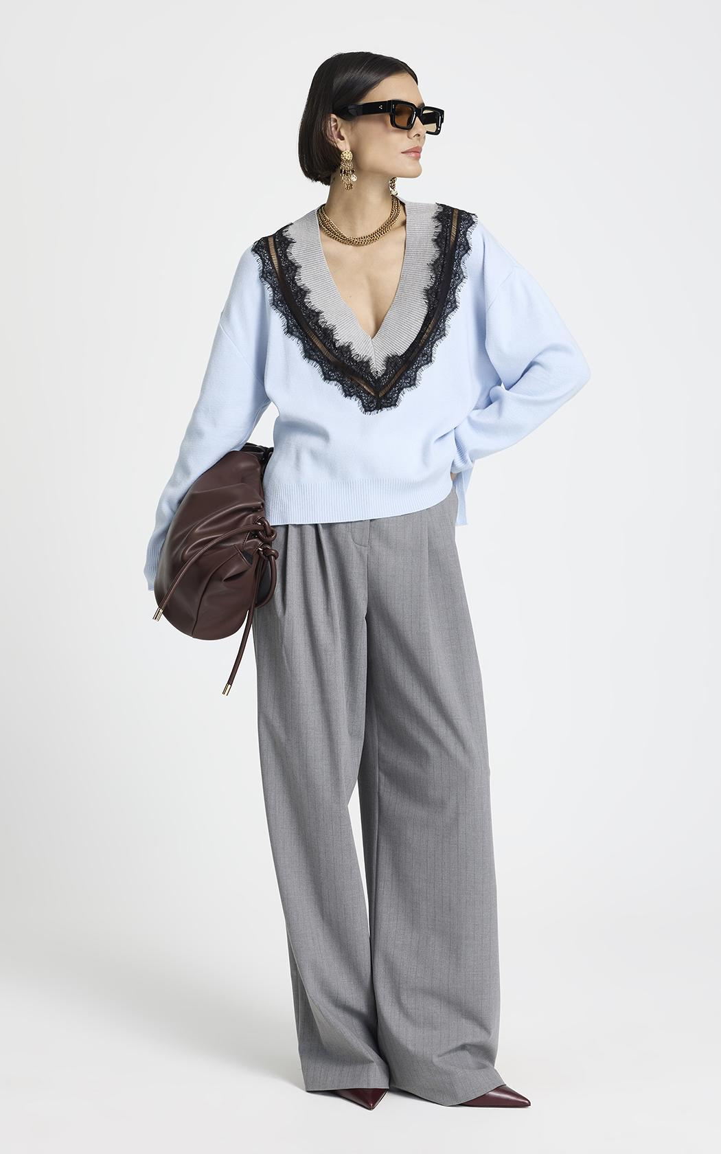 Sweater fino con encaje Naira Le Lis Blanc