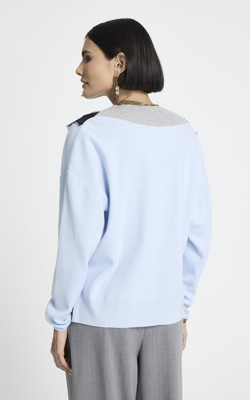 Sweater fino con encaje Naira Le Lis Blanc