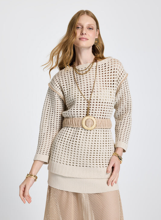 Sweater calado con cinto Lane Le Lis Blanc
