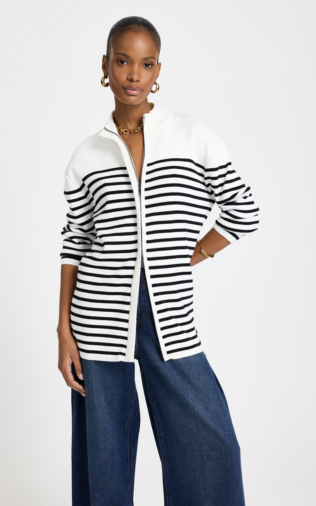 Cardigan rayas Maggie Le lis Blanc