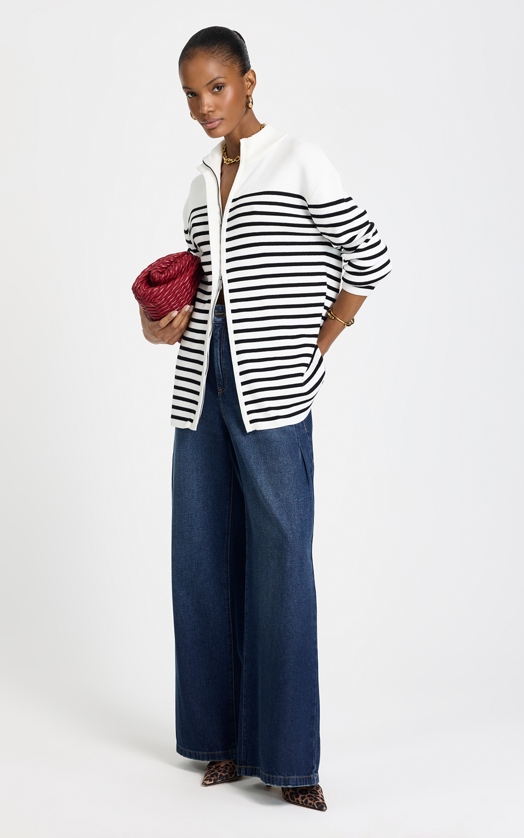 Cardigan rayas Maggie Le lis Blanc