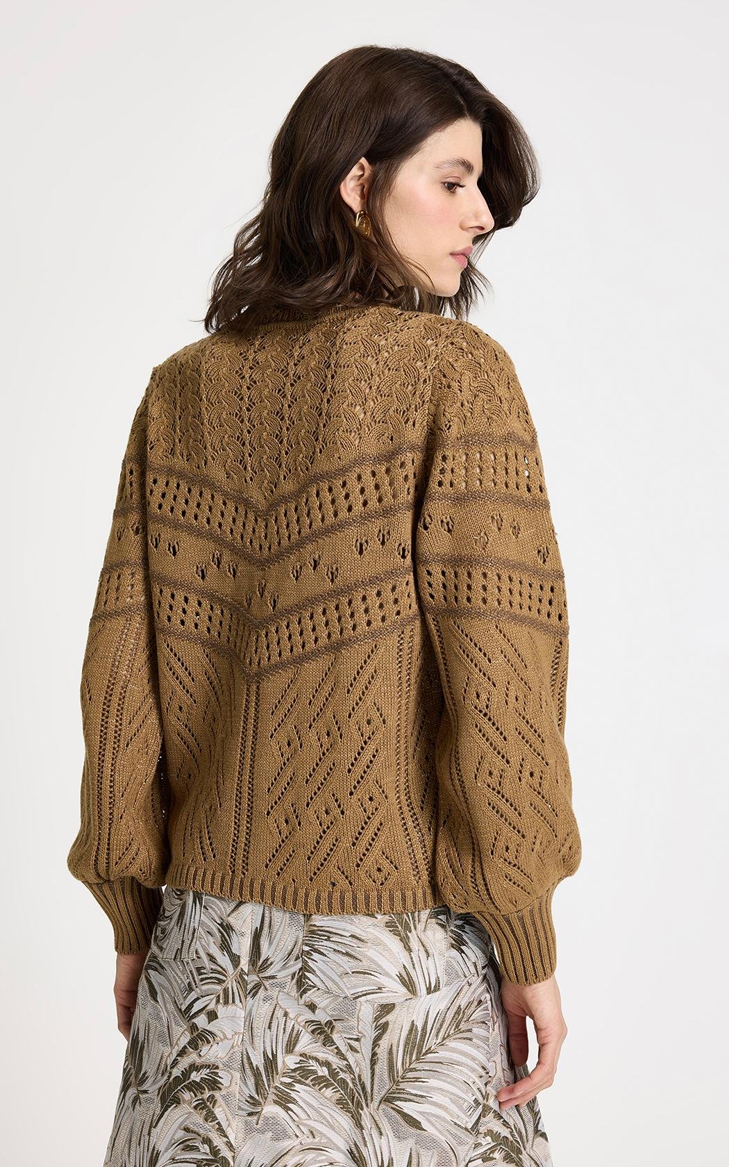 Sweater fino calado Nara camel Le Lis Blanc