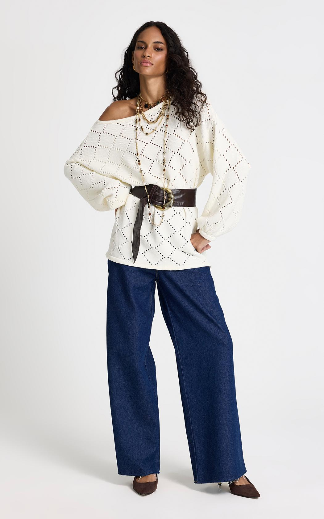 Sweater calado Adriana Le Lis Blanc