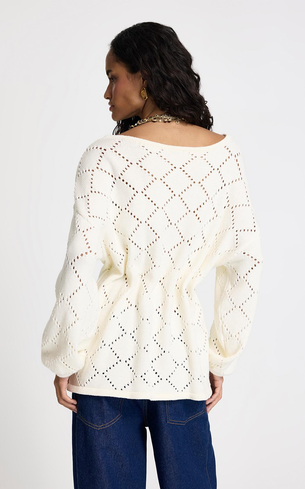 Sweater calado Adriana Le Lis Blanc