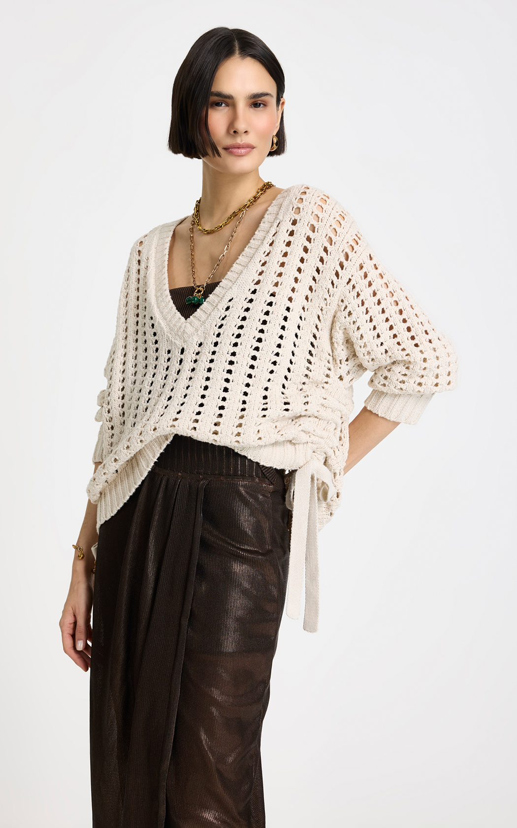 Sweater calado beige Abigail Le Lis Blanc
