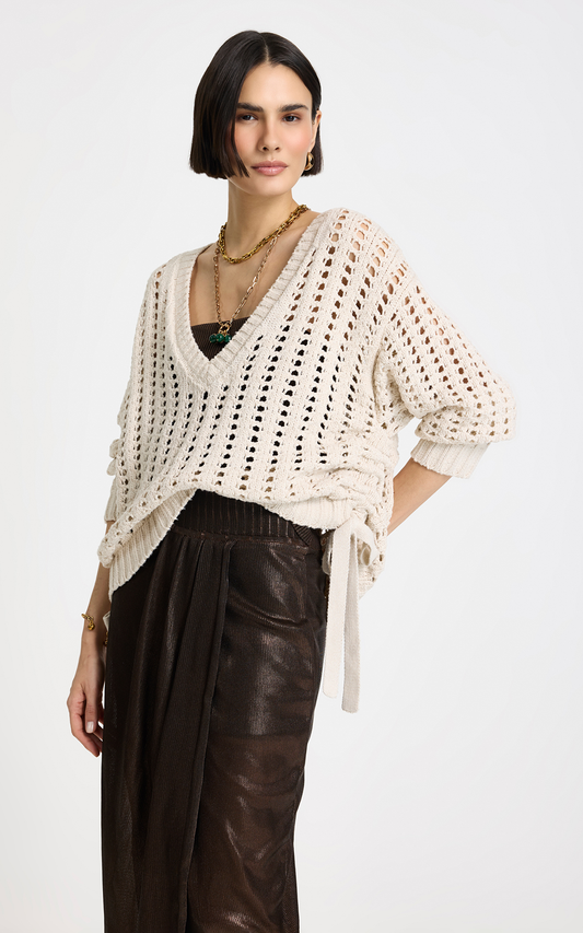 Sweater calado beige Abigail Le Lis Blanc
