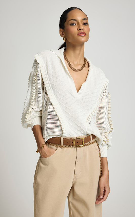 Sweater con flecos calado Tully Le Lis Blanc