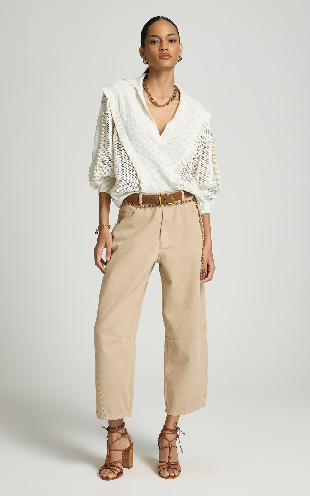 Sweater con volados calado Tully Le Lis Blanc