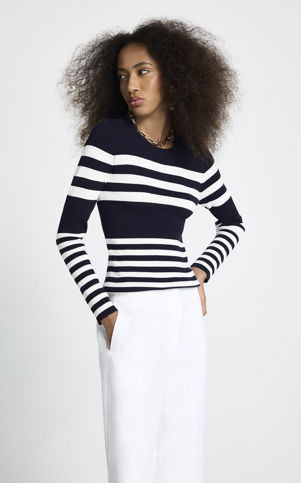 Sweater fino a rayas Monica Le Lis Blanc