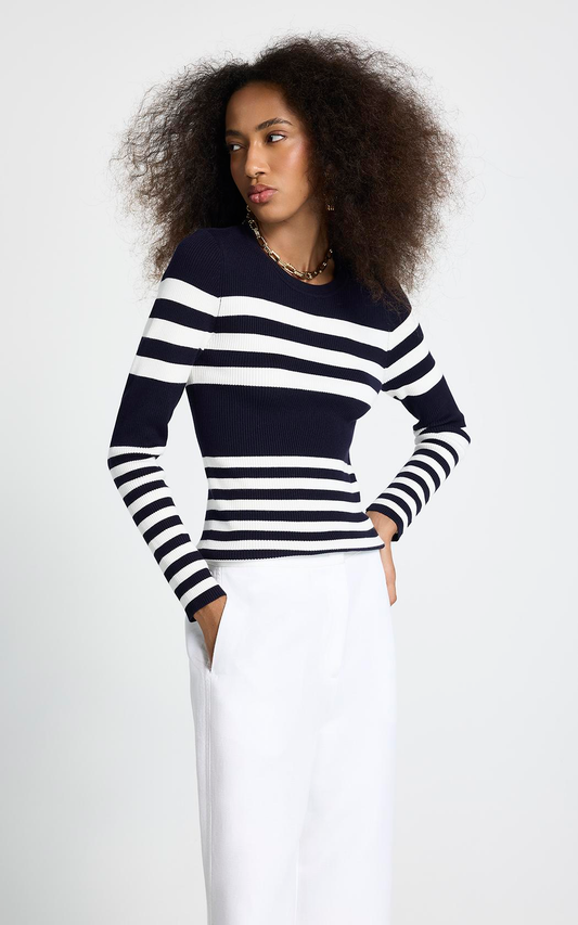 Sweater fino a rayas Monica Le Lis Blanc
