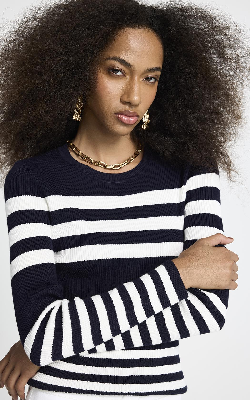 Sweater fino a rayas Monica Le Lis Blanc