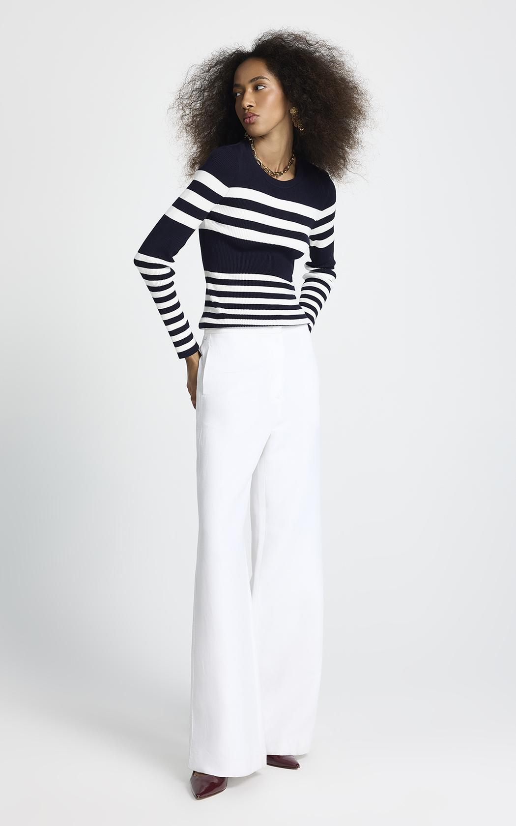 Sweater fino a rayas Monica Le Lis Blanc