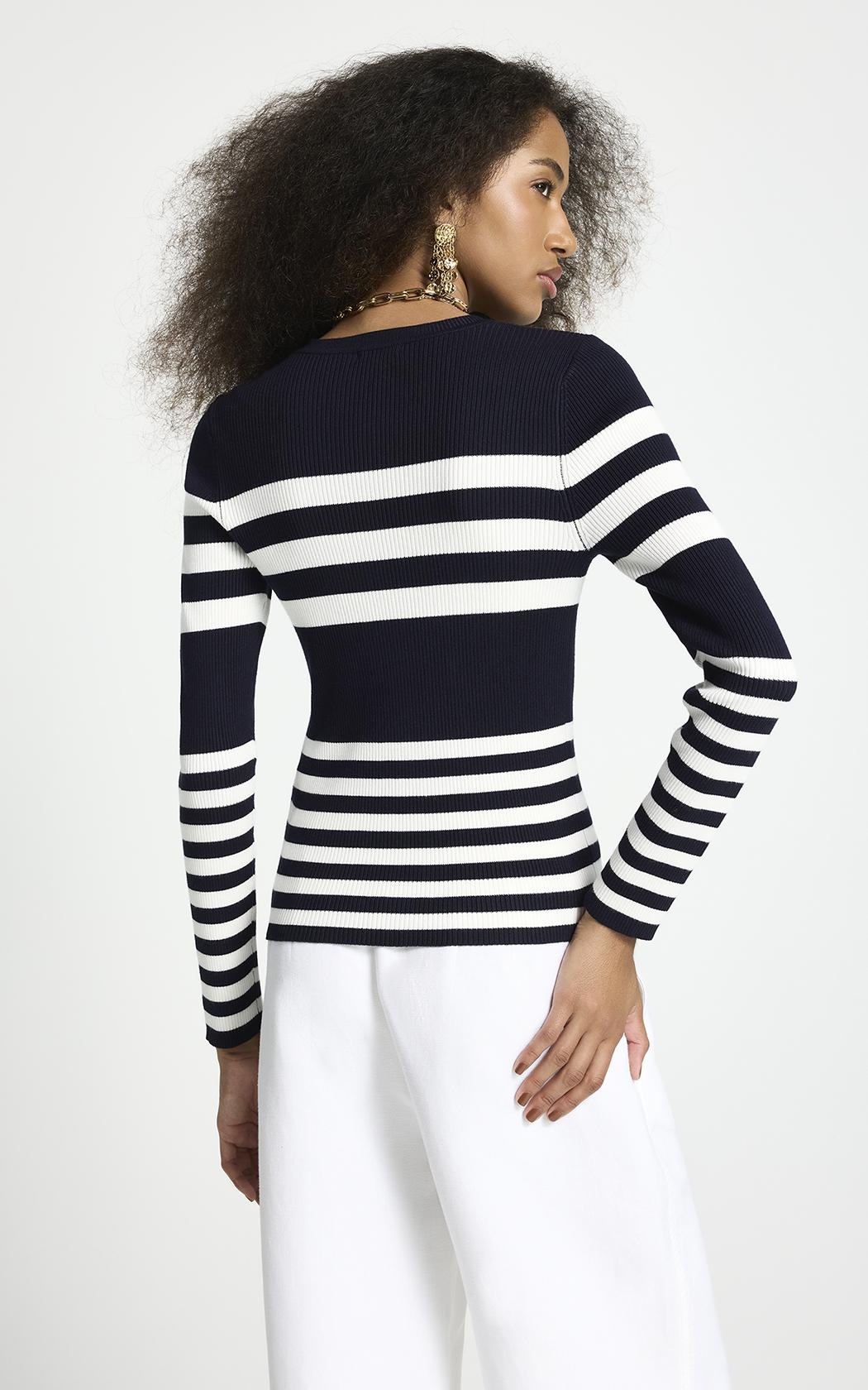 Sweater fino a rayas Monica Le Lis Blanc