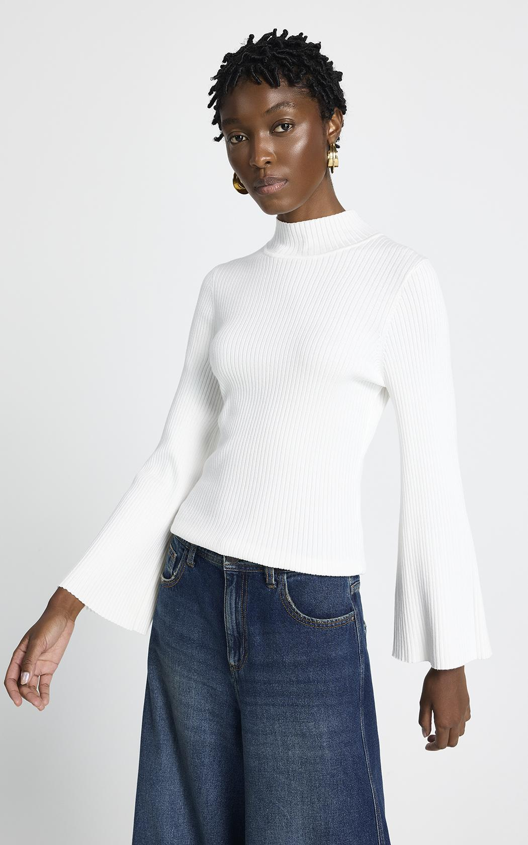 Sweater rib fino blanco Sophie Le Lis Blanc