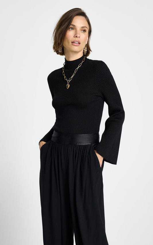 Sweater rib fino negro Sophie Le Lis Blanc