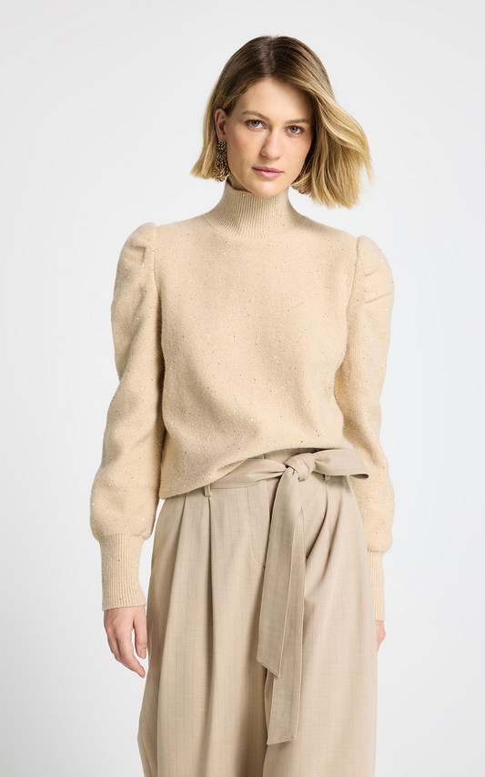 Polera brillos beige Luna Le Lis Blanc