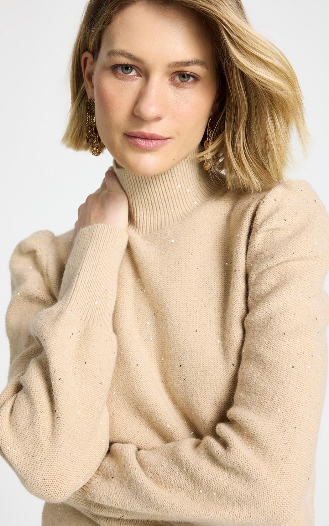 Polera brillos beige Luna Le Lis Blanc