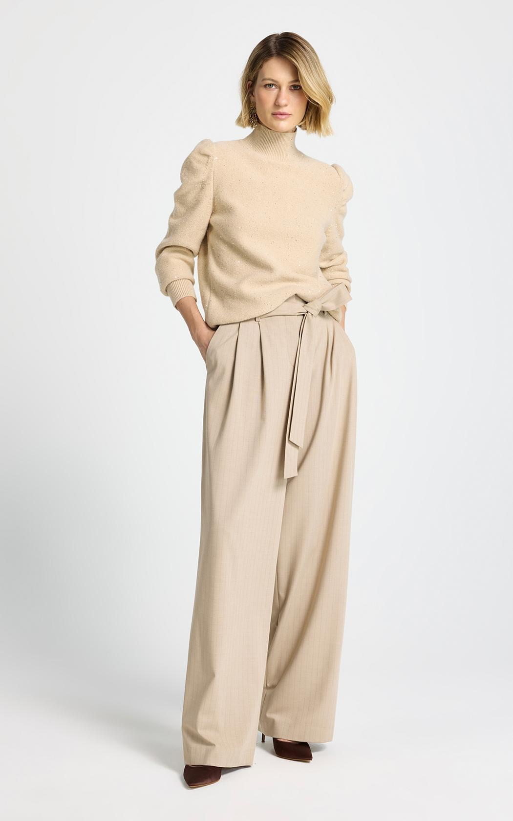 Polera brillos beige Luna Le Lis Blanc