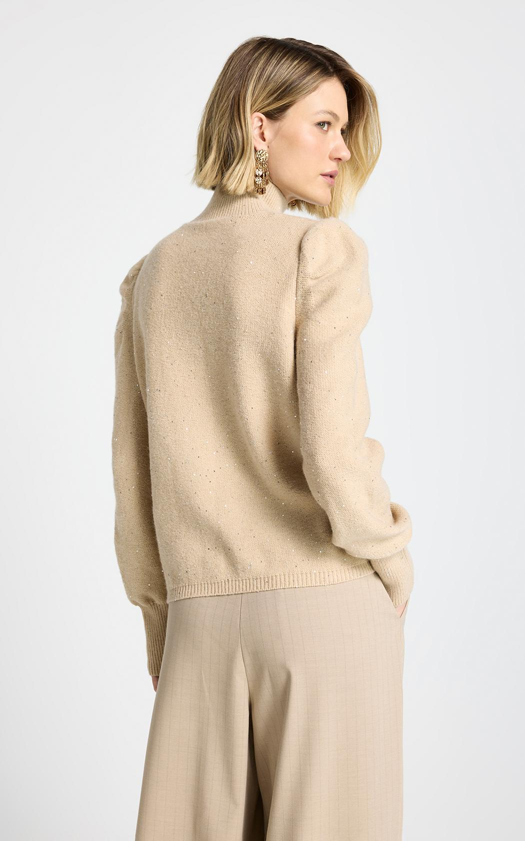 Polera brillos beige Luna Le Lis Blanc