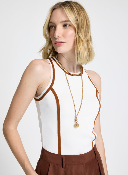 Musculosa de punto Bila con vivo terracota Le Lis Blanc