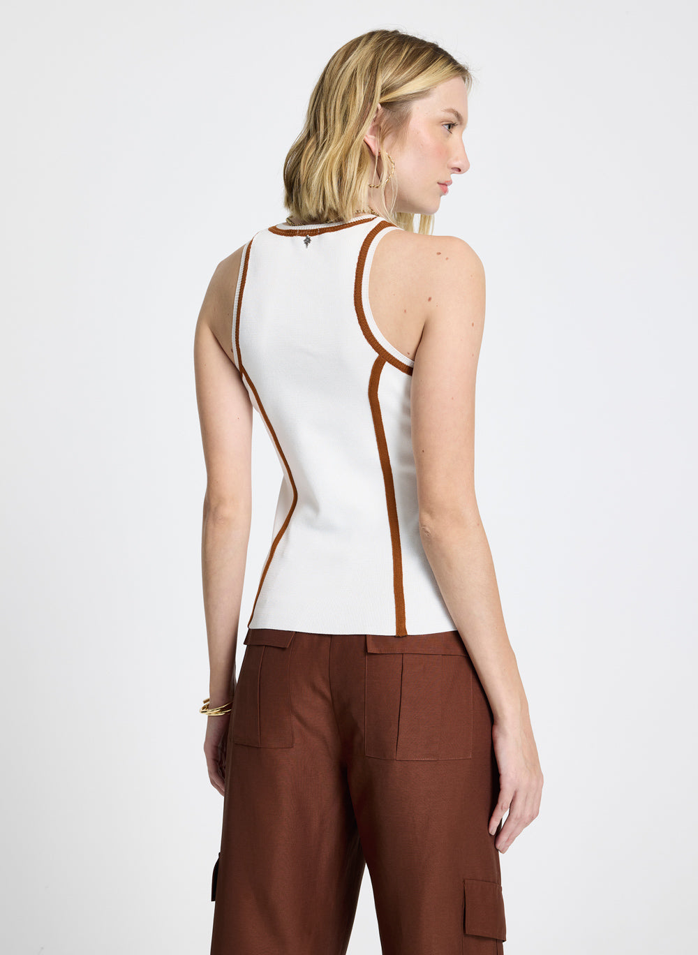 Musculosa de punto Bila con vivo terracota Le Lis Blanc