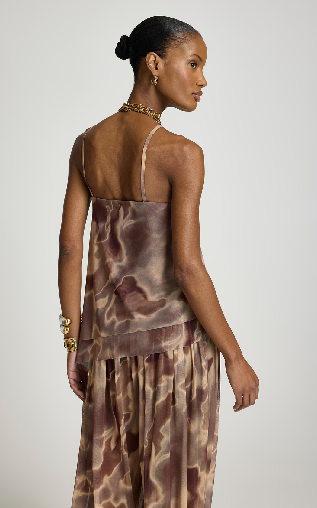 Blusa de tul asimetrica Heri Le Lis Blanc