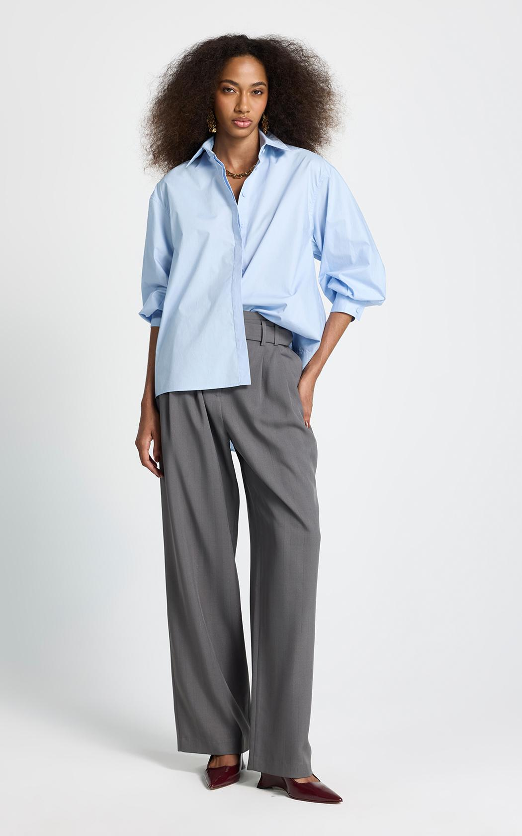 Camisa oversize celeste Clarisse Le Lis Blanc