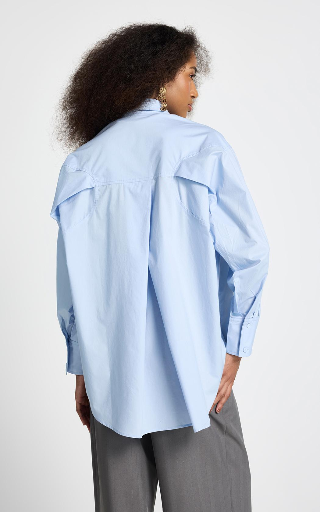 Camisa oversize celeste Clarisse Le Lis Blanc