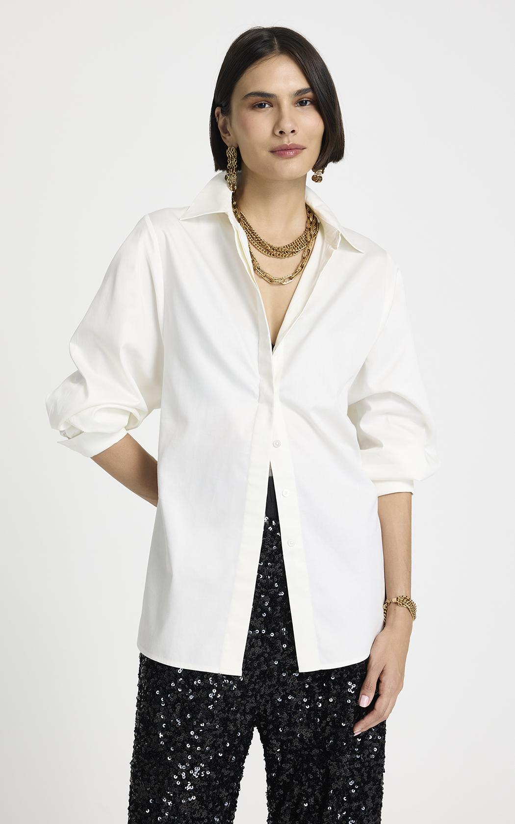 Camisa entallada 3/4 blanca Hera Le Lis Blanc
