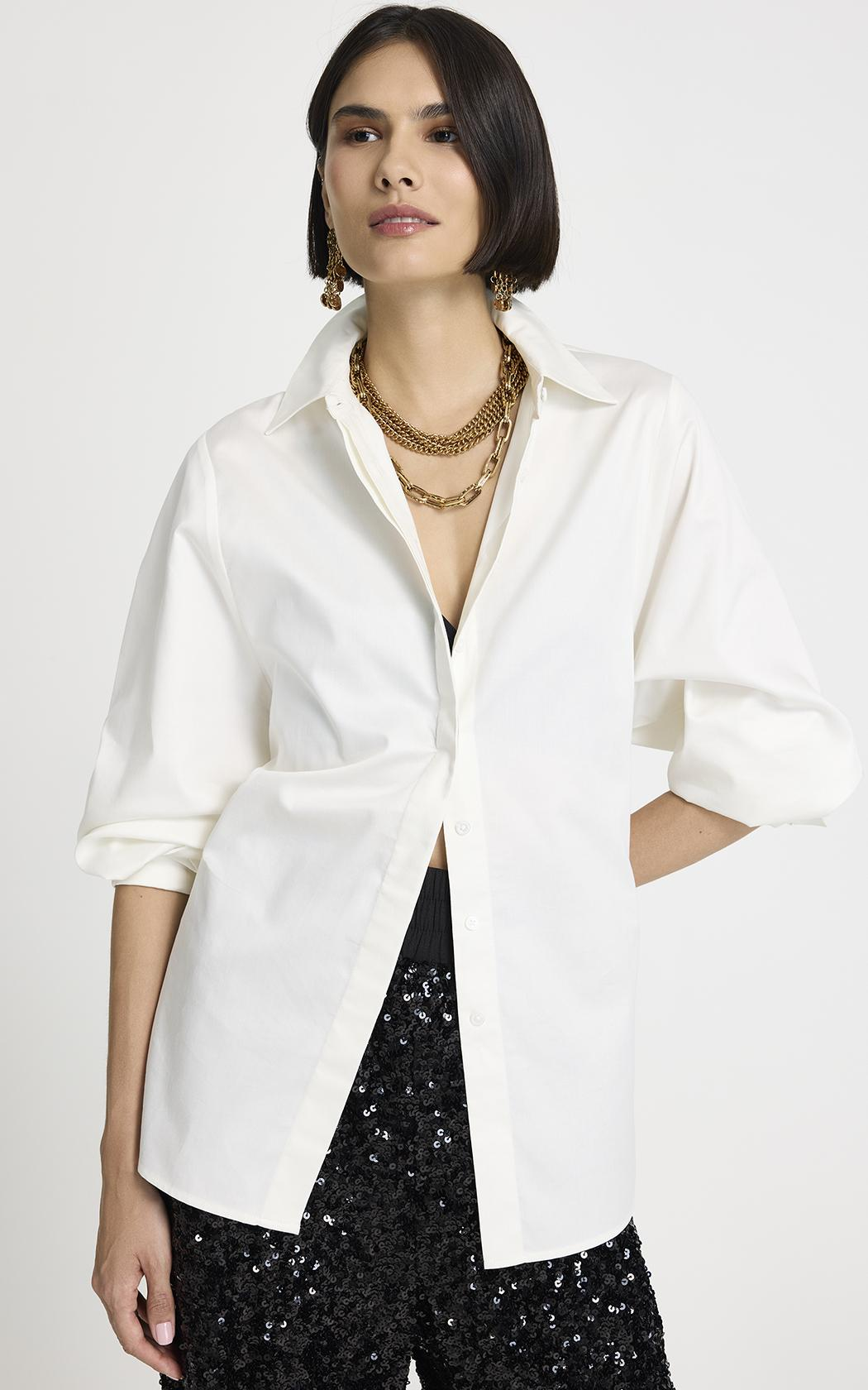 Camisa entallada 3/4 blanca Hera Le Lis Blanc